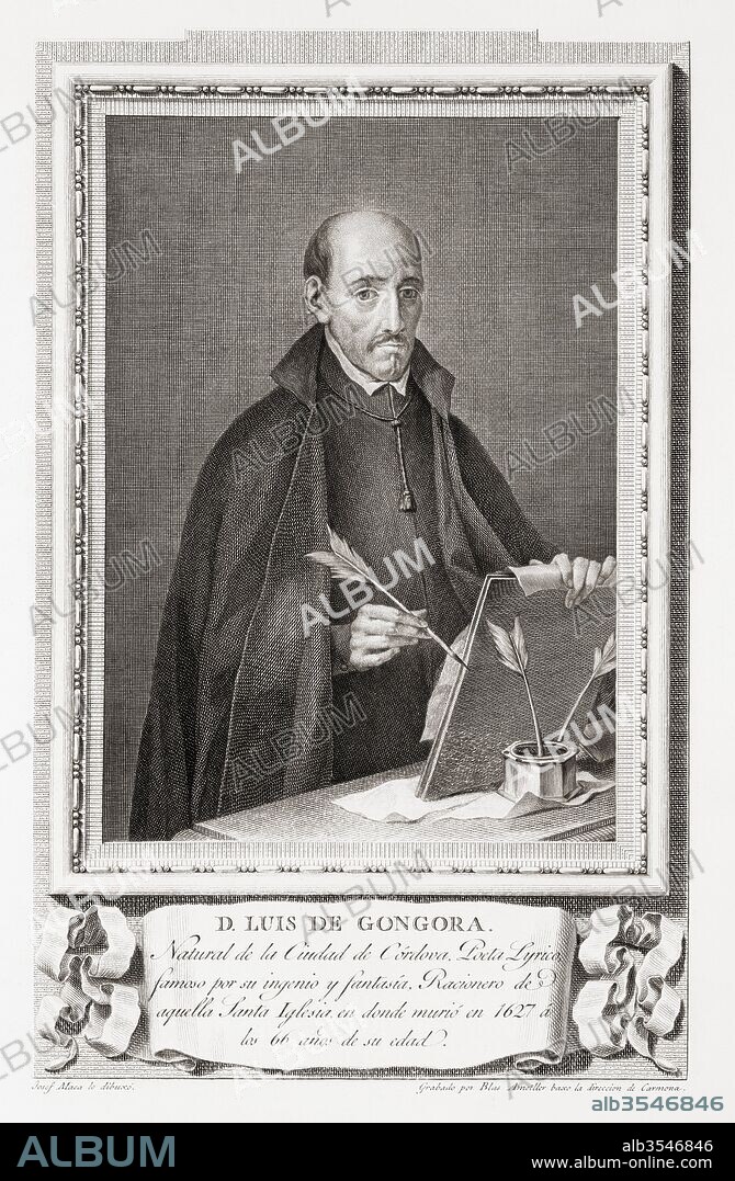 Luis de Góngora y Argote, 1561 – 1627. Spanish Baroque lyric poet. After an etching in Retratos de Los Españoles Ilustres, published Madrid, 1791.