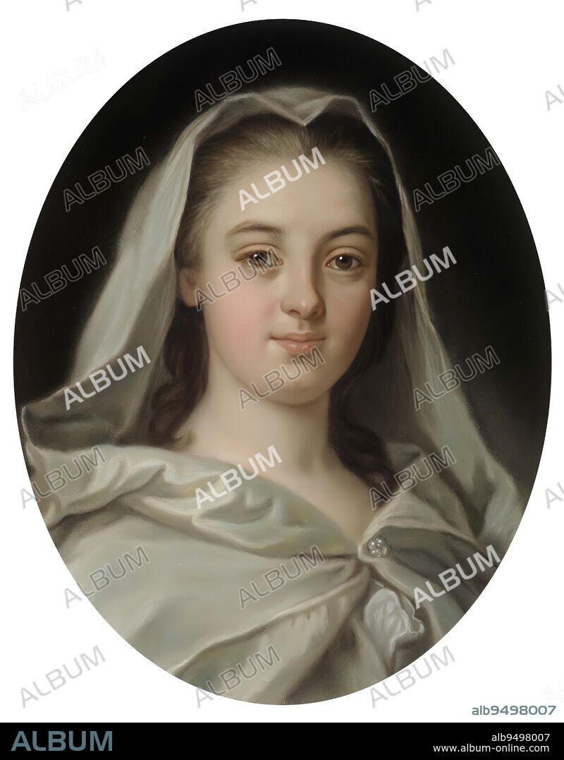 Amanda Kjellberg, 3.1.1835, Pihlajavesi, 1879, Portrait of Miss Charlotta Fredrika Sparre dressed as a virgin by Vesta, reproduction according to Nonotte, 1870 - 1879, 52 cm.