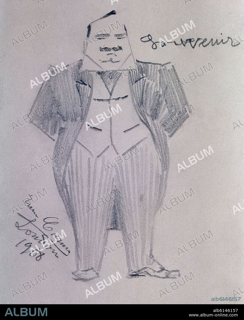 ENRICO CARUSO. AUTOCARICATURA DEL TENOR ENRICO CARUSO 1908