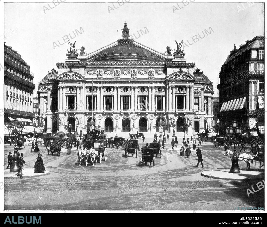 Grand Opera House, Paris, late 19th century. The Palais Garnier, inaugurated in 1875. Photograph from Portfolio of Photographs, of Famous Scenes, Cities and Paintings by John L Stoddard, published by the Werner Company, (Chicago, c1899).