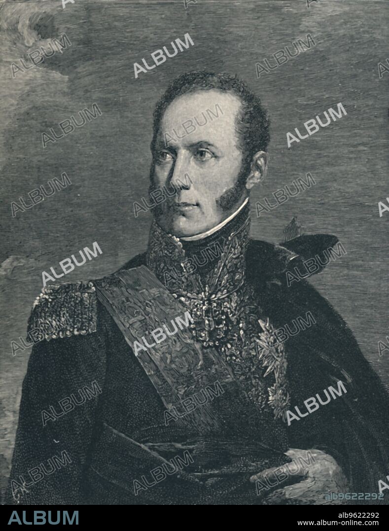 GUSTAVE KRUELL. 'Armand-Augustin-Louis De Caulaincourt - Duke of Vicenza', c1800, (1896).  Armand-Augustin-Louis, Marquis de Caulaincourt, Duke of Vicenza (1773-1827) was a French soldier, diplomat and close personal aide to Napoleon I. Engraving after the painting by François Gérard. From Life of Napoleon Bonaparte, Volume III, by William Milligan Sloane. [The Century Co., New York, 1896].