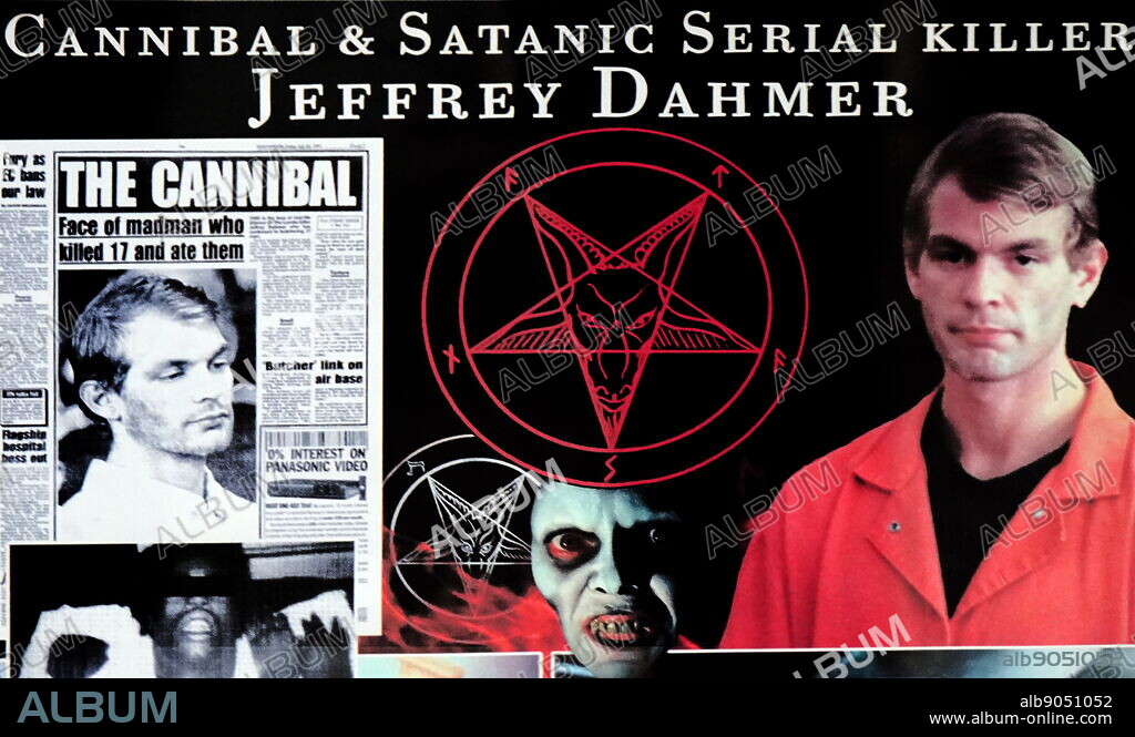 Montage of newspaper headlines and photographs relating to Jeffrey Dahmer. Jeffrey Lionel Dahmer (1960-1994) an American serial killer and sex offender who was convicted of the rape, murder and dismemberment of 17 men and boys from 1978-1991.