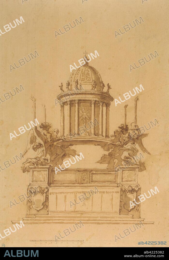 GIAN LORENZO BERNINI. 'Design for the Altar and the Tabernacle of the Holy Sacrament, Vatican'. Italy, Between 1673 and 1674. Dimensions: 37,4x25,6 cm.