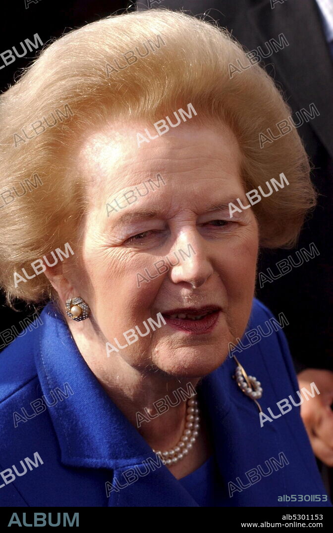 Photograph of Margaret Thatcher. Margaret Hilda Thatcher, Baroness Thatcher (1925-2013) a British stateswoman who served as Prime Minister of the United Kingdom from 1979 to 1990 and leader of the Conservative Party from 1975 to 1990.