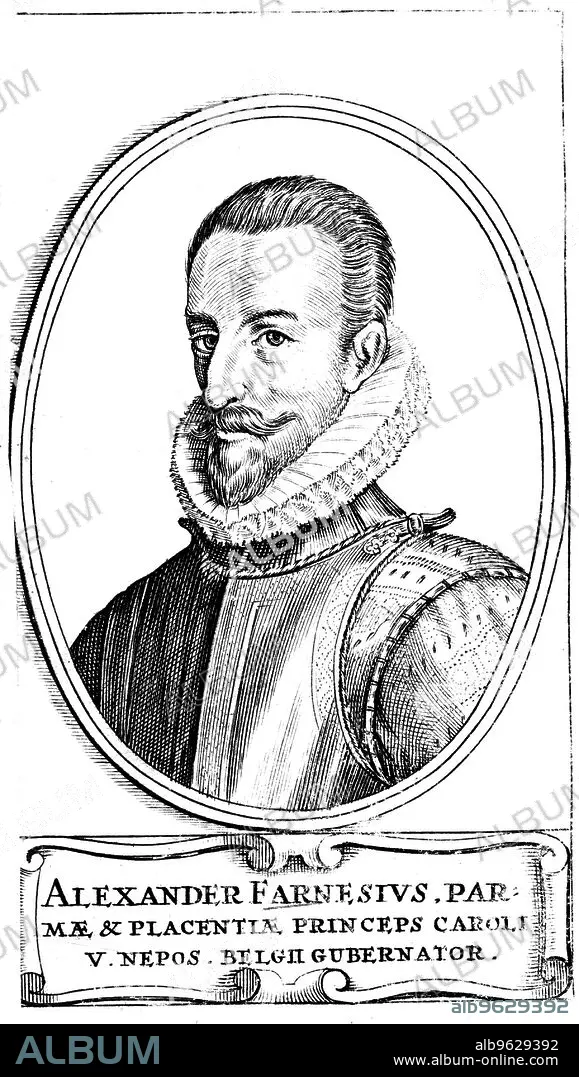 CRISPIJN DE PASSE I. Alessandro Farnese 3rd Duke of Parma c1585