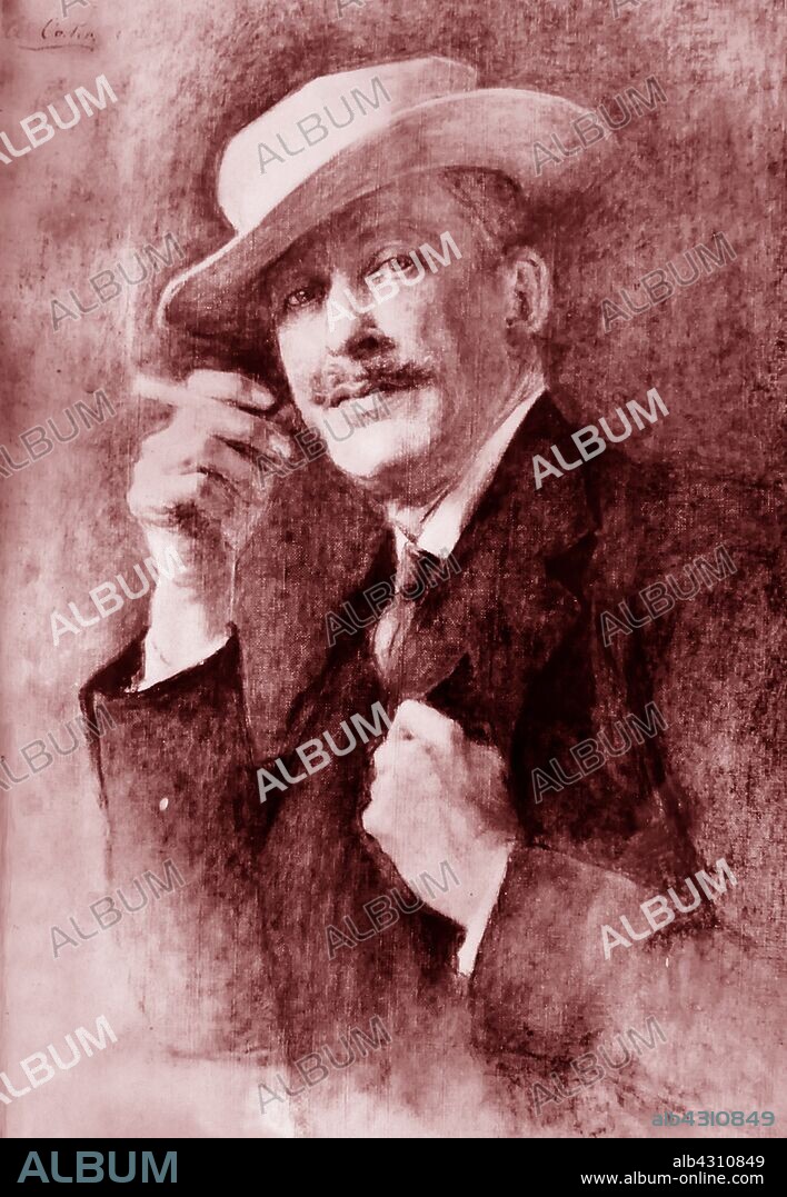 Sketch of the Lord Carnarvon, the 5th Earl of Carnarvon, (1866 - 1923), English peer and aristocrat best known as the financial backer of the search for and the excavation of Tutankhamen's tomb in the Valley of the Kings.