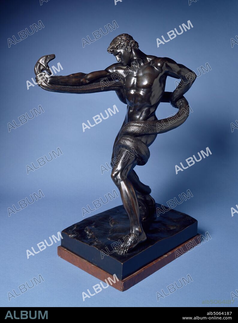 Athlete Strangling a Python, 1877 Lord Frederic Leighton, 19th Century,  Sculpture, Metal, Bronze, Nude, Male, Animal, snake. - Album alb5064187