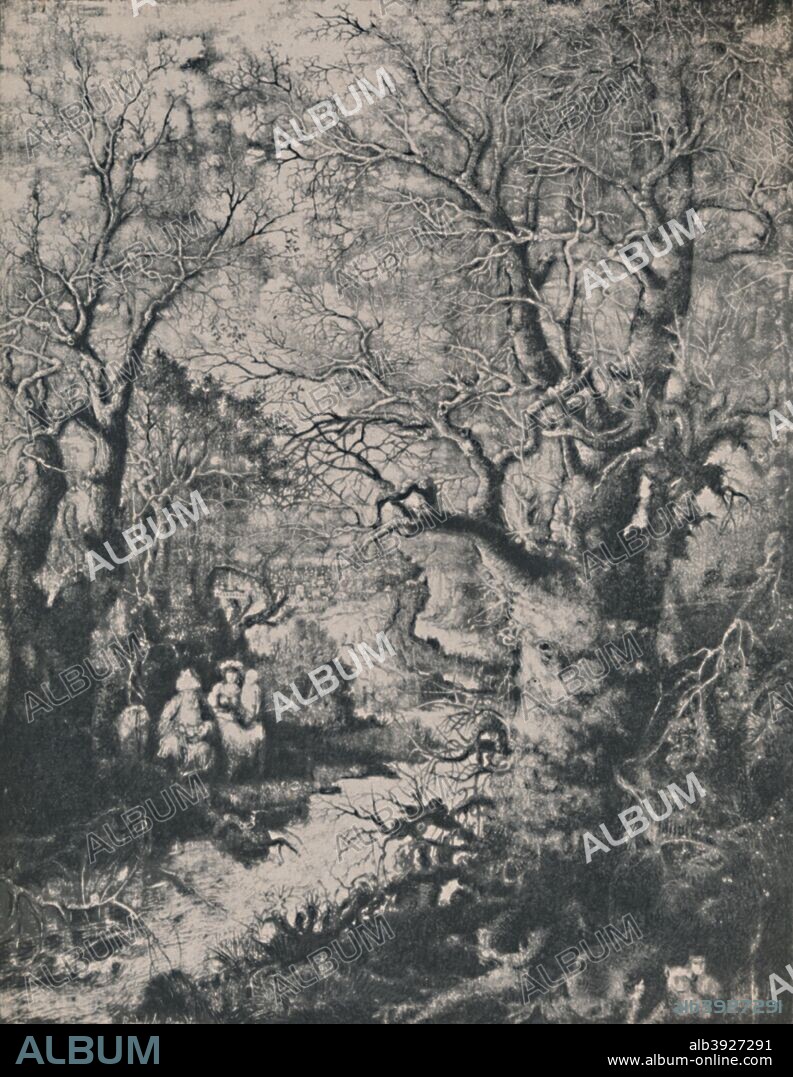 'The Holy Family', 1855, (1946). Also known as 'The Flight into Egypt', we see  Joseph, Mary and the Child Jesus sitting next to a river, surrounded by tall trees. Rodolphe Bresdin (1822-1885) was self-taught and restricted himself exclusively to drawing and printmaking. Very little of his work was understood or appreciated during his lifetime. His work is a discovery of the 20th century and is now recognised for its rare vision and technical expertise. From The Etchings of the French Impressionists and Their Contemporaries, by Edward T. Chase. [The Hyperion Press, Paris, 1946].